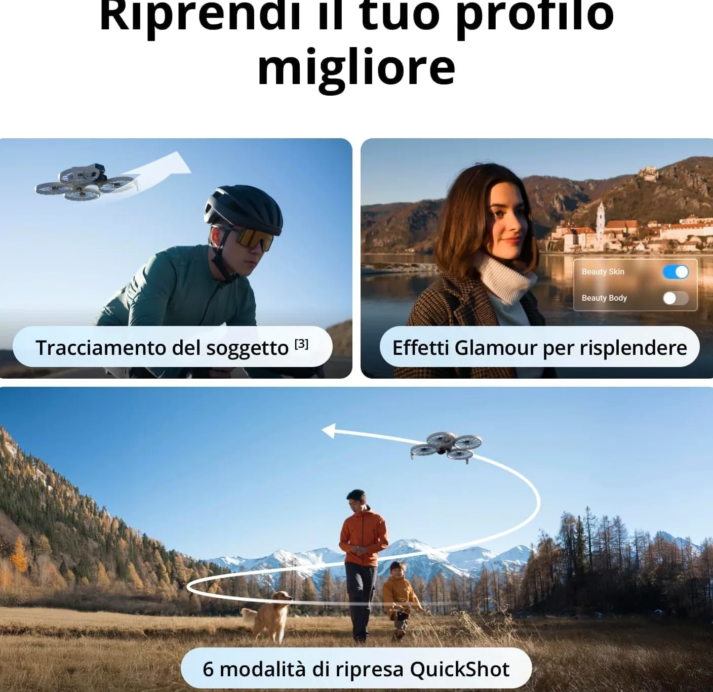 DJI Flip (RC2 con schermo), Drone Follow Me con Fotocamera UHD 4K per Adulti, Pesa Meno di 249g, Stabilizzatore a 3 Assi, Trasmissione Video da 13 km, Decollo Dalla Mano, 31 minuti di volo