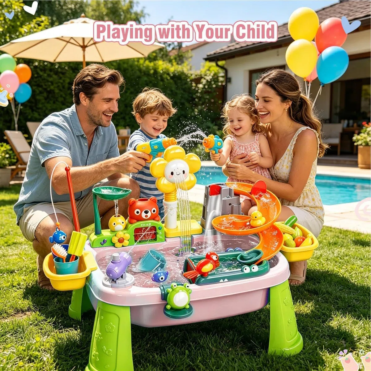 Tavolo Giochi d'Acqua - Giochi Piscina Elettrici Divertenti Educativi,Tavolo Acquatico Con Lavello Cucina,Adatto A Bimbi E Bimbe, Interno Ed Esterno, Casa Giardino Spiaggia Piscina