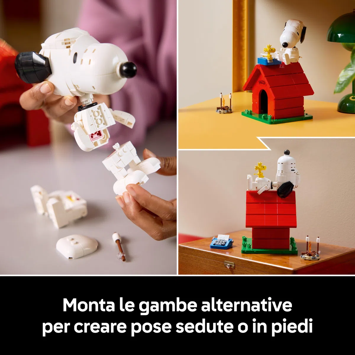 LEGO Ideas Peanuts: la Cuccia di Snoopy - Kit di Modellismo da Esposizione per Adulti con Personaggi di Snoopy e Woodstock - Decorazione Fai da Te da Scrivania - Regalo per Amanti dei Fumetti - 21368