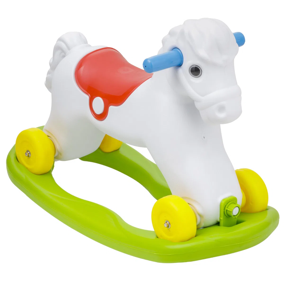 Baroni Toys Cavallo a Dondolo Cavalcabile 2 in 1, Cavallino a Ruote Spingi e Vai, 2-5 Anni (Cavallo Bianco)