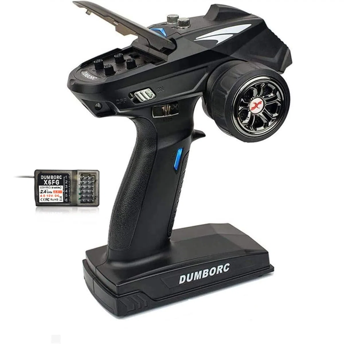Trasmettitore RC X6 2,4 Ghz 6 canali con X6FG Giroscopio ricevitore Allarme di bassa potenza e protezioni fuori controllo Telecomando per auto/barca/serbatoio Modalità mista Telecomando