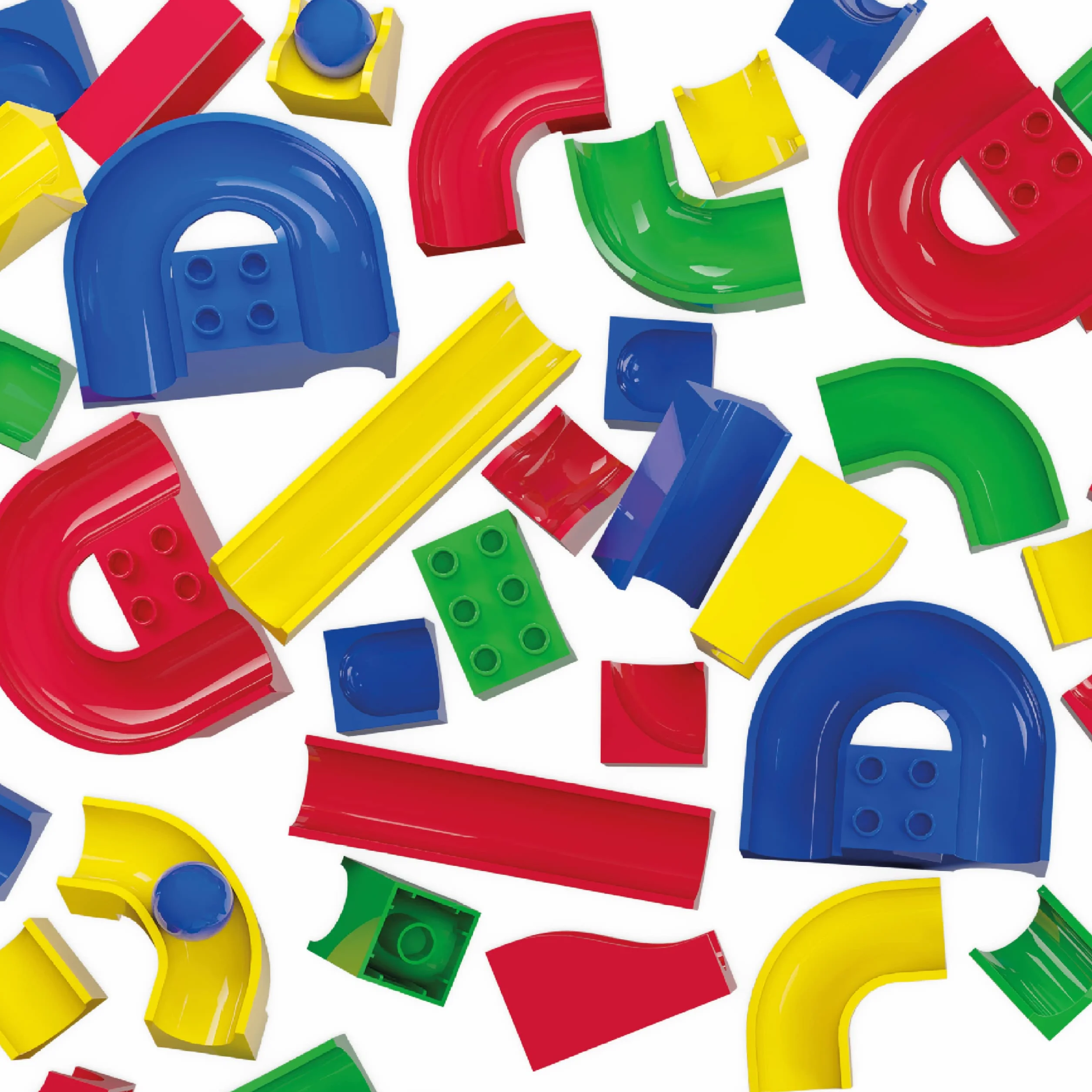 Hubelino 420381, pista per biglie, set di elementi per la pista, a partire dai 4 anni (100% compatibile con Duplo), 128 pezzi (versione tedesca)