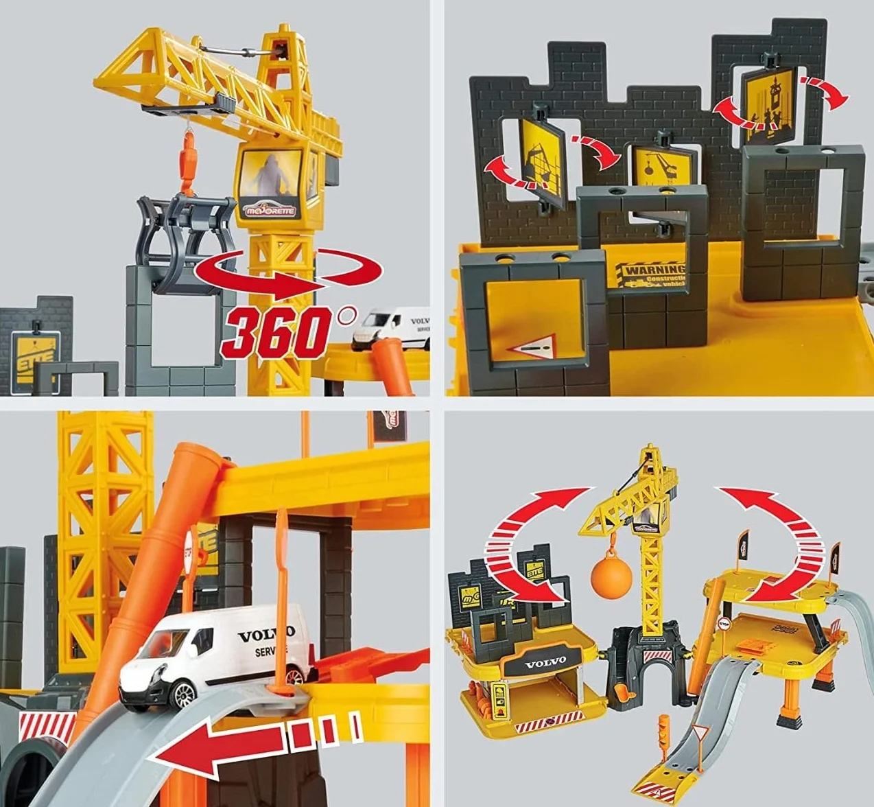 Majorette - Volvo Construction Creatix Playset su 3 Livelli, con 5 Veicoli in Die Cast Scala 1:64, 77 cm, + 3 Anni, 212050032